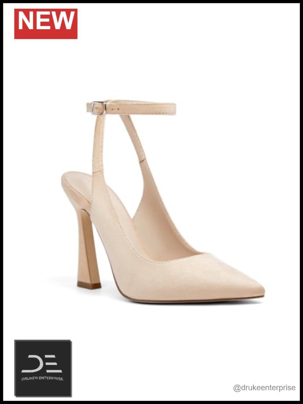 Faux Suede Slingback High Heel Pumps Pointed Toe Ankle Strap Wedding Dress Shoes